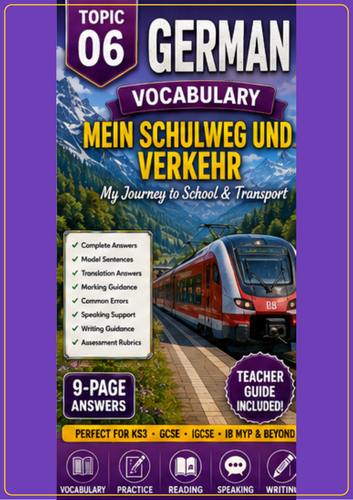 German Topic 06 Bundle | gehen, fahren, laufen + Mein Schulweg und Verkehr | 36 Pages + Answers