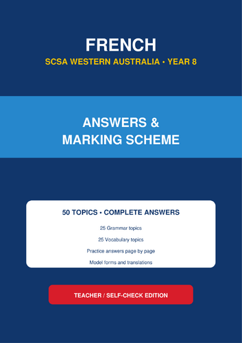 SCSA Western Australia French Year 8 | 100-Page Grammar & Vocabulary Workbook + Answers