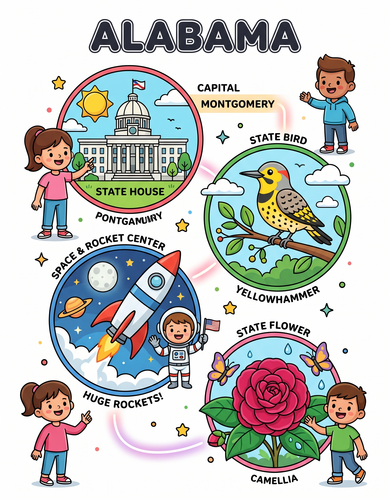 Alabama I USA I Educational Infographic