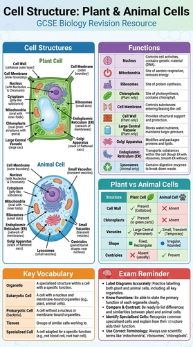 GCSE Biology Cell Structure Infographic | Plant & Animal Cells