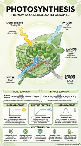 GCSE Biology Photosynthesis Infographic | Equation, Factors & Chloroplasts