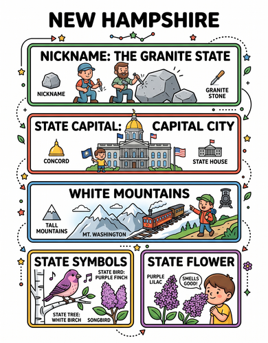 New Hampshire I USA I Educational Infographic
