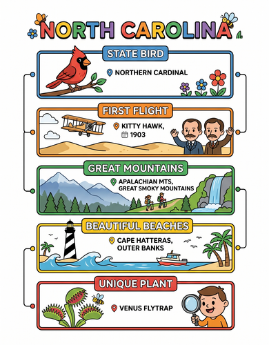 North Carolina I USA I Educational Infographic