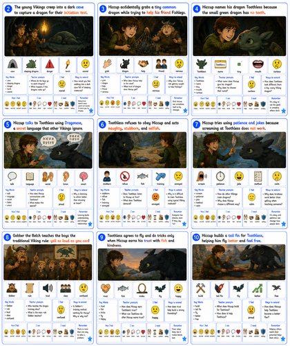 Draft How to Train Your Dragon Reading Resource | SEN-Friendly Visuals | Sequencing
