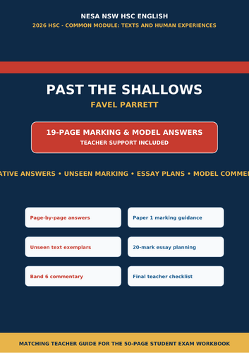 NESA NSW HSC English 2026 | Past the Shallows | 69-Page Revision Bundle + Answers