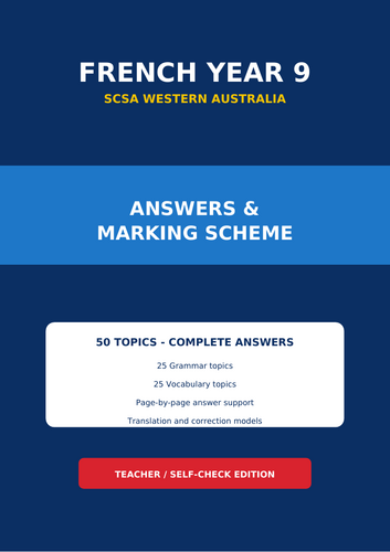 SCSA Western Australia French Year 9 | 100-Page Grammar & Vocabulary Workbook + Answers