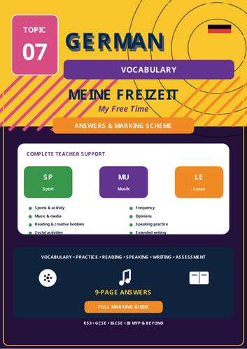 German Topic 07 Bundle | machen, spielen, lernen + Meine Freizeit | 36 Pages + Answers