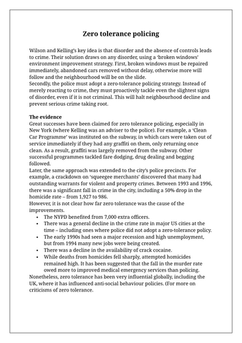 Crime and Deviance- Topic 4: Crime Control - Crime Prevention