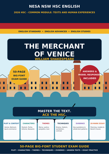 NESA NSW HSC English 2026 | The Merchant of Venice | 69-Page Revision Bundle + Answers