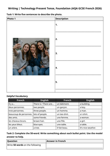 AQA GCSE 2026: Activities Online Writing Exam | Technology (French Foundation)