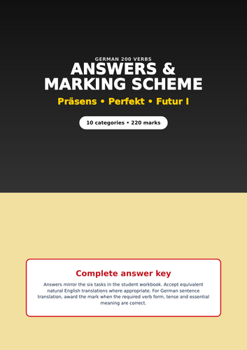 ISEB German 13+ | 200 Essential German Verbs | Präsens, Perfekt & Futur I Workbook + Answers