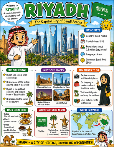 Riyadh I Geography I Educational Infographic