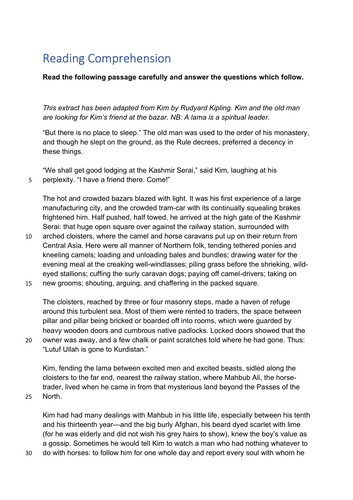 11+ MCQ Reading Comprehension KIM