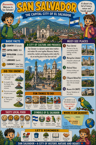 San Salvador I Geography I Educational Infographic