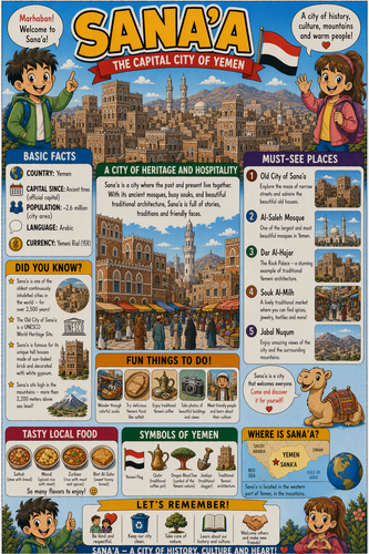 Sana'a I Geography I Educational Infographic