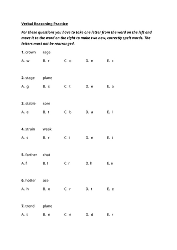 11+ Verbal Reasoning Practice 64 questions 8 question types
