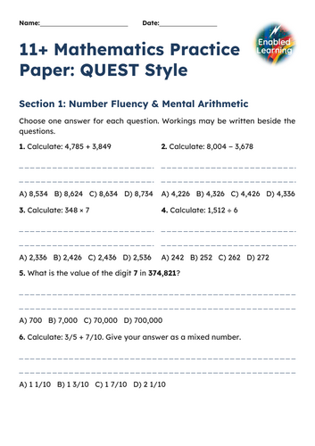11+ Style Maths Practice