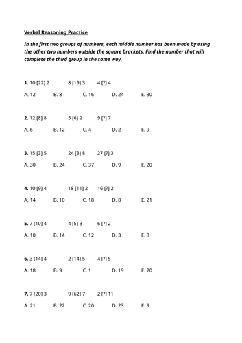 11+ Verbal Reasoning Practice 64 questions 8 question types