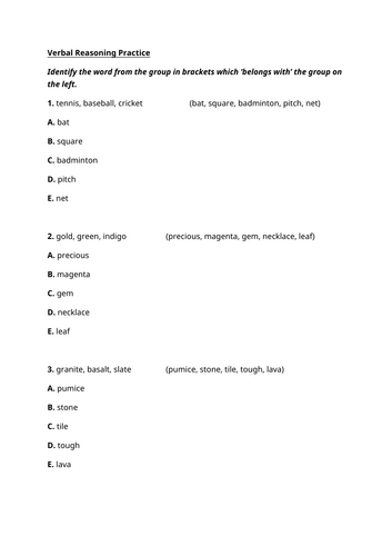 11+ Verbal Reasoning Practice 48 questions 6 question types