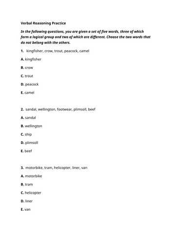 11+ Verbal Reasoning Practice 48 questions 6 question types