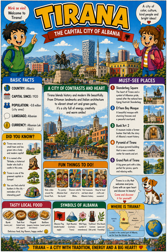 Tirana I Geography I Educational Infographic
