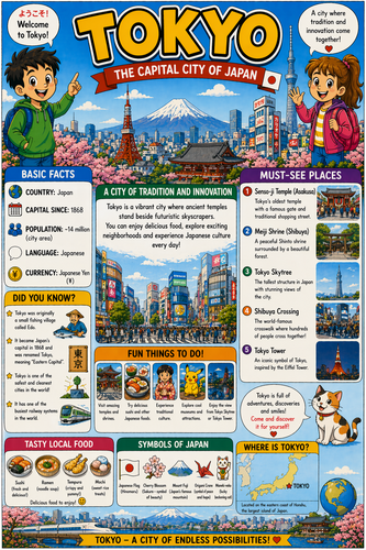 Tokyo I Geography I Educational Infographic