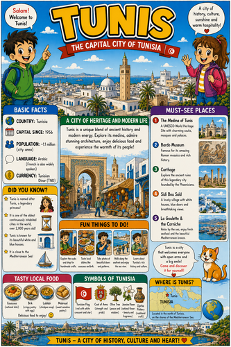 Tunis I Geography I Educational Infographic