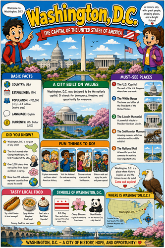 Washington D.C I Geography I Educational Infographic
