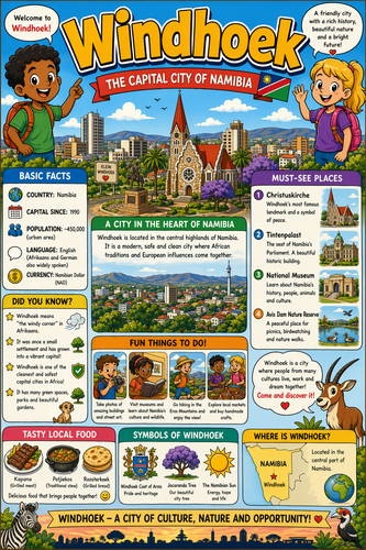 Windhoek I Geography I Educational Infographic