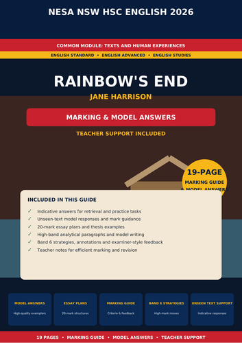 NESA NSW HSC English 2026 | Rainbow’s End | 69-Page Revision Bundle + Answers