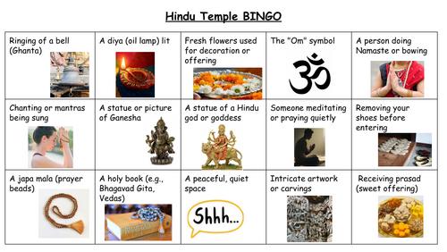 Hindu Temple Bingo
