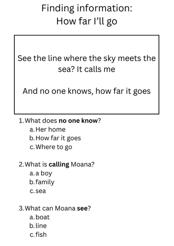 Finding information in a text - Moana