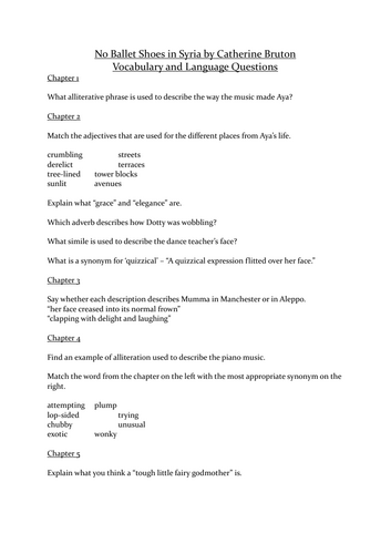 Vocabulary and Language Questions NO BALLET SHOES IN SYRIA