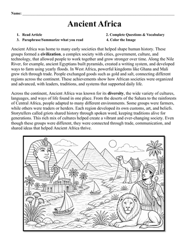 Ancient Africa Worksheet