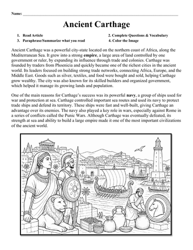 Ancient Carthage Worksheet