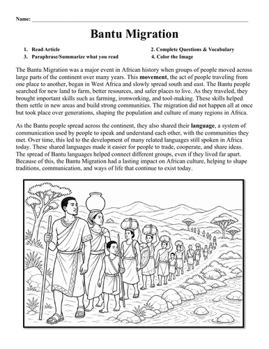 Bantu Migration Worksheet
