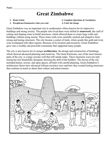 Great Zimbabwe Worksheet
