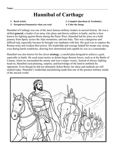 Hannibal of Carthage Worksheet
