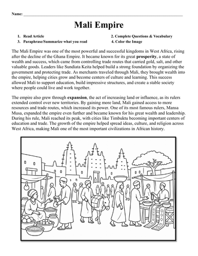 Mali Empire Worksheet