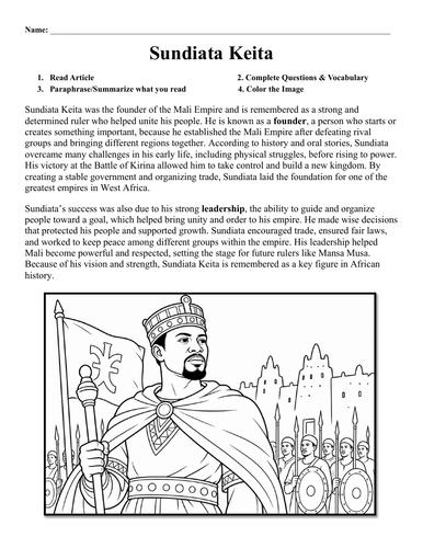 Sundiata Keita Worksheet