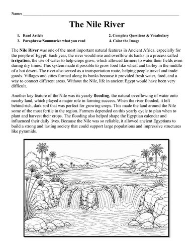 The Nile River Worksheet
