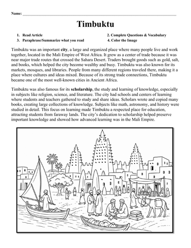 Timbuktu Worksheet
