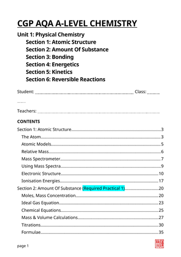 A-Level Chemistry, AQA, all units guided notes