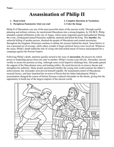 Assassination of Philip II Worksheet