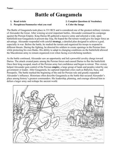 Battle of Gaugamela Worksheet