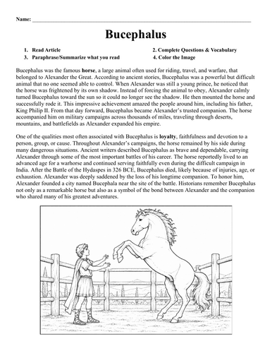 Bucephalus Worksheet