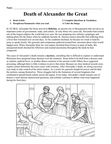 Death of Alexander the Great Worksheet
