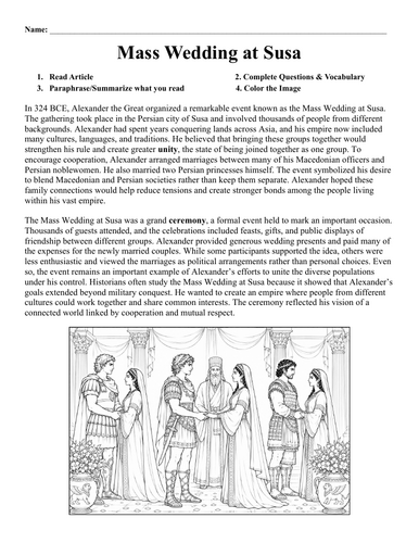 Mass Wedding at Susa Worksheet