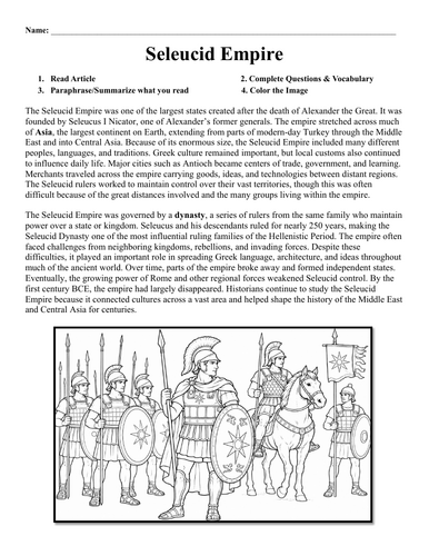 Seleucid Empire Worksheet