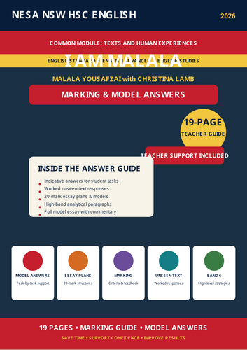 NESA NSW HSC English 2026 | I Am Malala | 69-Page Revision Bundle + Answers